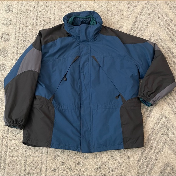 LL Bean 2 in 1 Outdoor Heavy Winter Thinsulate Jacket Men Blue Green Hooded Coat - Picture 1 of 9